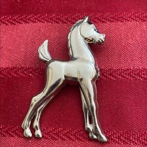 Vintage 60s Sterling Silver Foal Broach